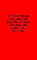 Wrinkles means you laughed, grey hair means you cared and scars mean you lived!