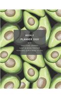 Weekly Planner 2020 with Gratitude Journal, Habit & Mood Tracker, Personal & Business TO-DOs: Combining Productivity and Mindfulness with Daily Planning / AVOCADO HAND DRAWN PAINTING ON THE COVER