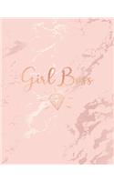 Girl Boss: Inspirational Quote Notebook, Soft Pink Marble and Rose Gold - 8.5 x 11, 120 College Ruled Pages