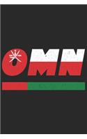 Omn: Oman notebook with lined 120 pages in white. College ruled memo book with the oman flag