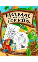 Animal Activity Book for Kids Ages 4-8