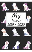 My Planner 2019 - 2020: Shih Tzu Dog Pattern Black Weekly Planner 2019 - 2020: 24 Month Agenda - Calendar, Organizer, Notes, Goals & to Do Lists