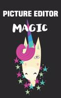 Picture Editor Magic: Blank Lined Unicorn Notebook Journal