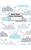 Blank Sheet Music Notebook: Easy Blank Staff Manuscript Book Large 8.5 X 11 Inches Musician Paper Wide 12 Staves Per Page for Piano, Flute, Violin, Guitar, Trumpet, Drums, Cell