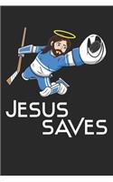 Jesus Saves: DIN A5 Eishockey Notizheft gepunktet - 120 Seiten gepunktetes Eishockey Notizbuch für Notizen in Schule, Universität, Arbeit oder zuhause. - Eine to