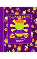 Trick Or Treat: Kids Illustrated Writing Drawing Notebook(1 Halloween Celebration Supplies)