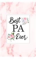 Best PA Ever: Personal Assistant Gift Notebook Floral Pink Marble Blank Lined Journal Thank You Gift for PA, Coworker Leaving Gift for Women