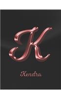 Kendra: 1 Year Weekly Planner with Note Pages (12 Months) - Black Marble Rose Gold Pink Effect Letter K - 2020 - 2021 - Week Planning - Monthly Appointment 