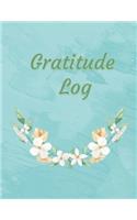 Gratitude Log: 8.5 x 11 journal log Aqua White Flowers