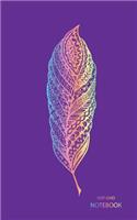 Dot Grid Notebook: Colorful Rainbow Feather with Blue Background, 100 sheets / 200 pages, 5 inches x 8 inches, Cream Colored Pages, Gloss Cover
