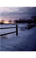 Winter Theme School Composition Book Daybreak Sunrise Fence 130 Pages