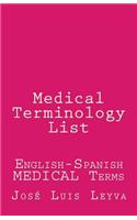 Medical Terminology List
