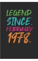Legend Since February 1978: Birthday Gift or Anniversary Gift Idea - Graph Paper Notebook