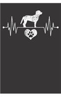 Notebook: Beagle Dog Owner Heartbeat ECG Love Heart Vintage Dot Grid 6x9 120 Pages