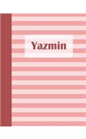 Yazmin: Personalized Composition Book School Notebook, College Ruled (Lined) Journal, Pastel Pink Stripe Pattern with First Name