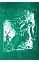 Alice in Wonderland Chalkboard Journal - Alice and The White Rabbit (Green)