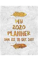 My 2020 Planner Jan 1, 2020 to Dec 31, 2020 White Marble Gold Letters