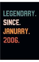 Blank Lined Journal, Notebook, Diary, Planner - Legendary Since January 2006 - 13th Birthday Gift For 13 Years Old Boys and Girls born in January: Medium College-Ruled Journey Diary, 110 page, Lined, 6x9 (15.2 x 22.9 cm)