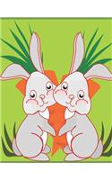 2 Bunnies Notebook: 120 Pages blank lined white pages notebook for kids with glossy cover