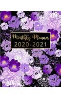 2020-2021 Monthly Planner: Floral Gold Design - Two Year Monthly Planner from January 2020 to December 2021 Calendar - 24 Months with US Holidays - 2 Year Schedule and Organiz