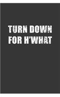 Turn Down For Hwhat Notebook: Lined Journal, 120 Pages, 6 x 9, Affordable Gift Journal Matte Finish