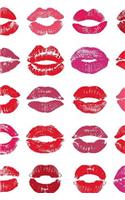 Lips: Pink & Red Lip Print Kisses & Love - 150 Lined Journal Pages Planner Diary Notebook