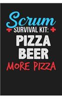 Scrum Survival Kit: Pizza Beer More Pizza: Dark Gray, Blue & Red Design, Blank College Ruled Line Paper Journal Notebook for Project Managers and Their Families. (Agile