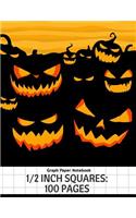 Graph Paper Notebook: 1/2 inch squares: 100 pagess Large Print 8.5x11 Halloween Collections(6 Graph Paper Notebook Halloween)