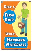 Teachingnest | Keep A Firm Grip When Handling Materials | English | 33X48 Cm | Material Handling Safety Poster | Industrial Safety Posters | Wall Sticking