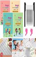 Shnmn Sank Magic Practice Copybook, (4 Book +1 Pen + 10 Refill) Number Tracing Book For Preschoolers With Pen, Magic Calligraphy Books For Kids Reusable Writing Tool