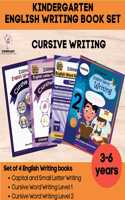 Edsmart English Cursive Writing Book All In One 4 Book Set ( Cursive Small Letter , Capital Letter , Word And Sentence Writing Books) , Copy Writing Book Includes Tracing Letters, Two And Three Letter Word Writing Practice Book | Hand Writing Pract