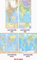 Combo Pack Of 4 Maps India And World Map Both Political And Physical Map In English Language| Paper Folded | Size 70X100 Cms | Non Laminated