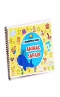 Animal Safari Activity Binder - For Kids / Children Aged 1.5 - 4 Years, 10 Activities In Hard Laminated Sheets With Hook And Loop Connected With 60+ Round Cornered Cut-Outs | Water/Tear Proof