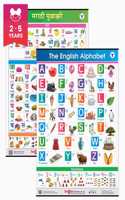 Jumbo English And Marathi Alphabet And Number Charts For Kids (English Alphabet And Marathi Mulakshare - Set Of 2 Charts) | Perfect For Homeschooling, Kindergarten And Nursery Children