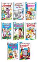 Set Of 8 Books Colour And Learn (Colour And Learn Alphabet, Animals Babies And Their Homes, Opposites, Rhyming Words, Homonyms, Homophones, What Is Wrong, Crossword)