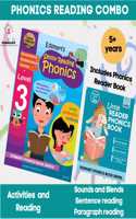 English Phonics Book Combo, Phonics Reader Level 3 [48 Pages] And Phonics Reader Book [16 Pages Small Size] , Vowel Letter Sounds , Phonics Activity Book With Sentence Reading , Phonics Books 4 Years, Phonics Worksheets ,Letter Sounds Book, A-Z Sou