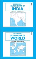 Book Of Outline Practice Maps (Set Of 2 , India Map Book And World Map Book) Small Size